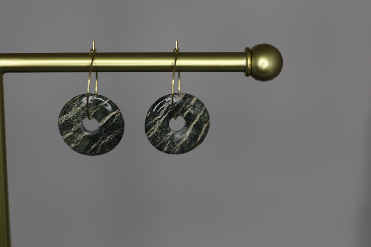 Donut: Green Zebra Jasper Earrings