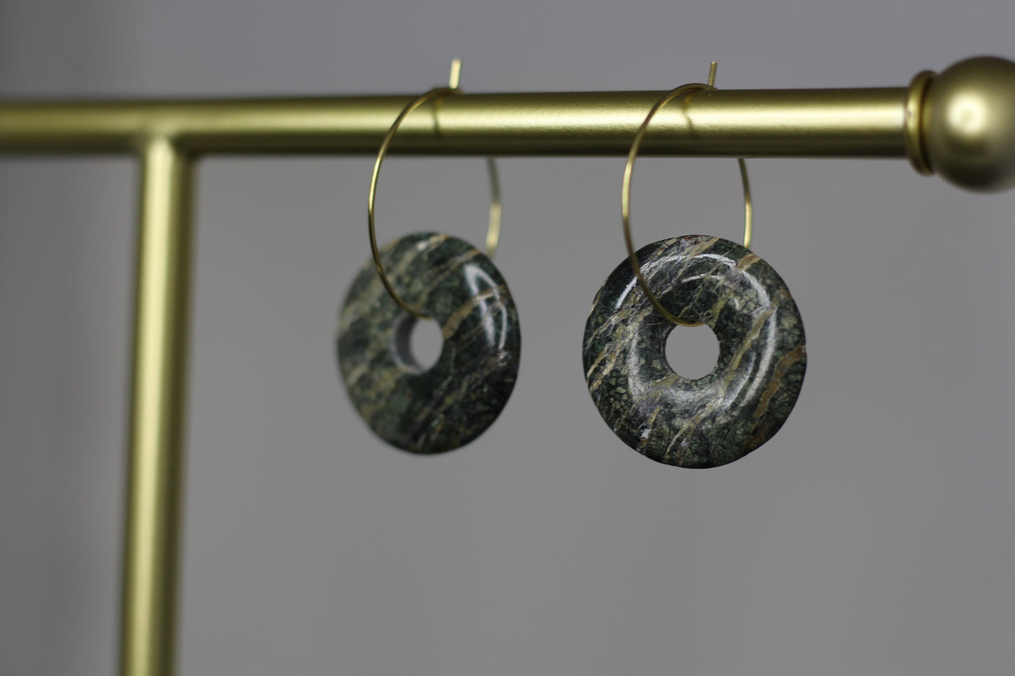 Donut: Green Zebra Jasper Earrings