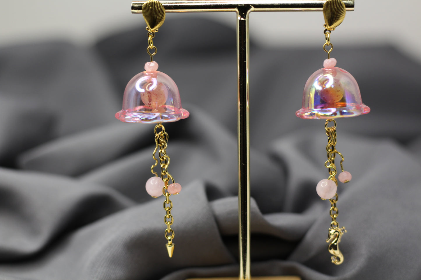 Jellyfish: Rose Quartz Earrings