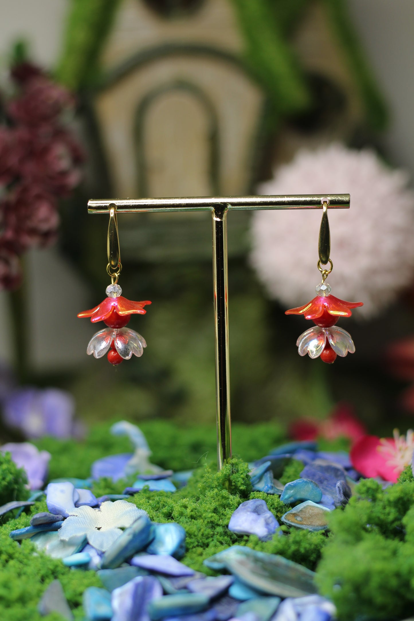 Pixie Line: Red Coral Fairy Earrings