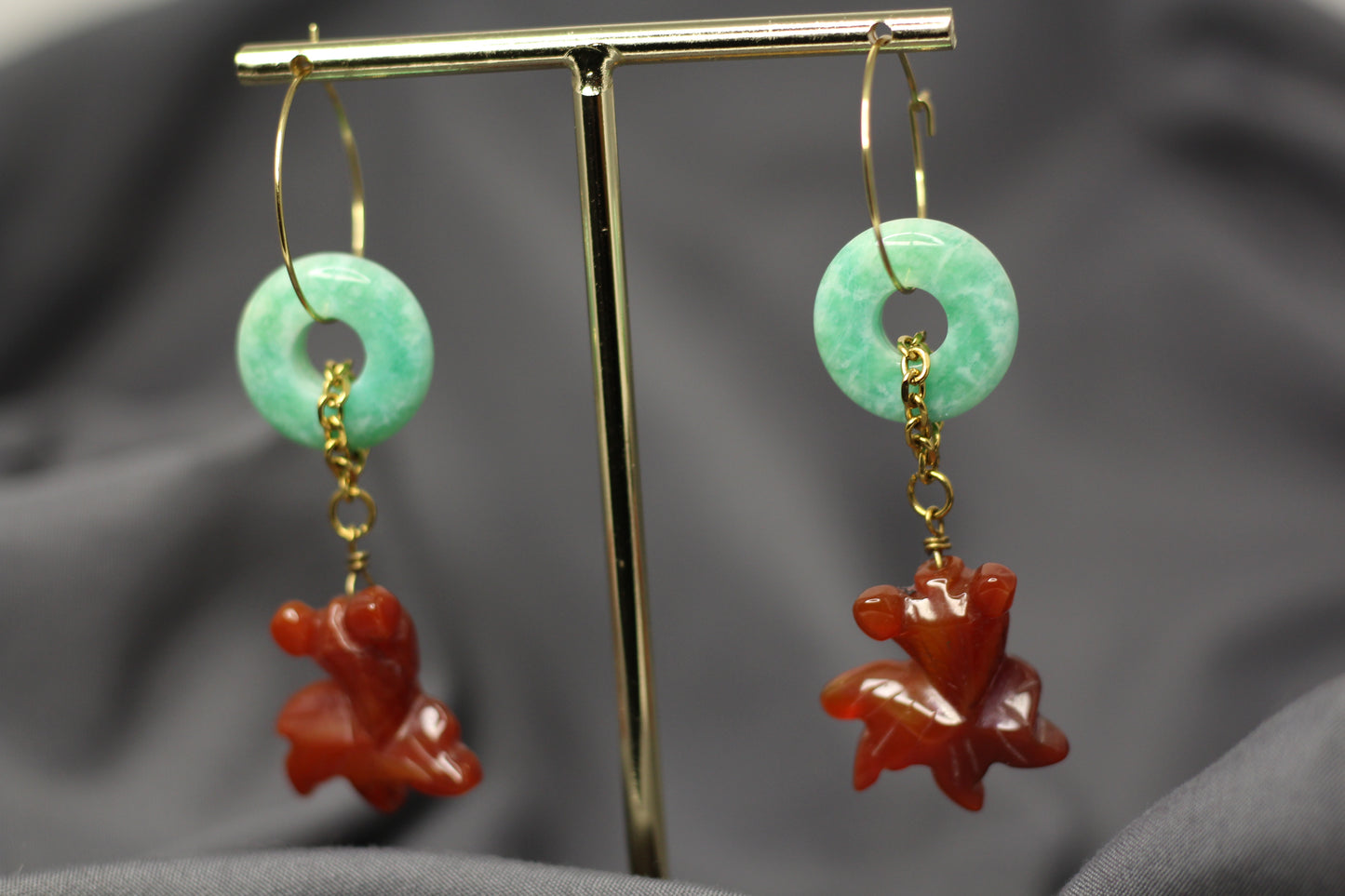 Koi Fish: Amazonite & Carnelian Earrings