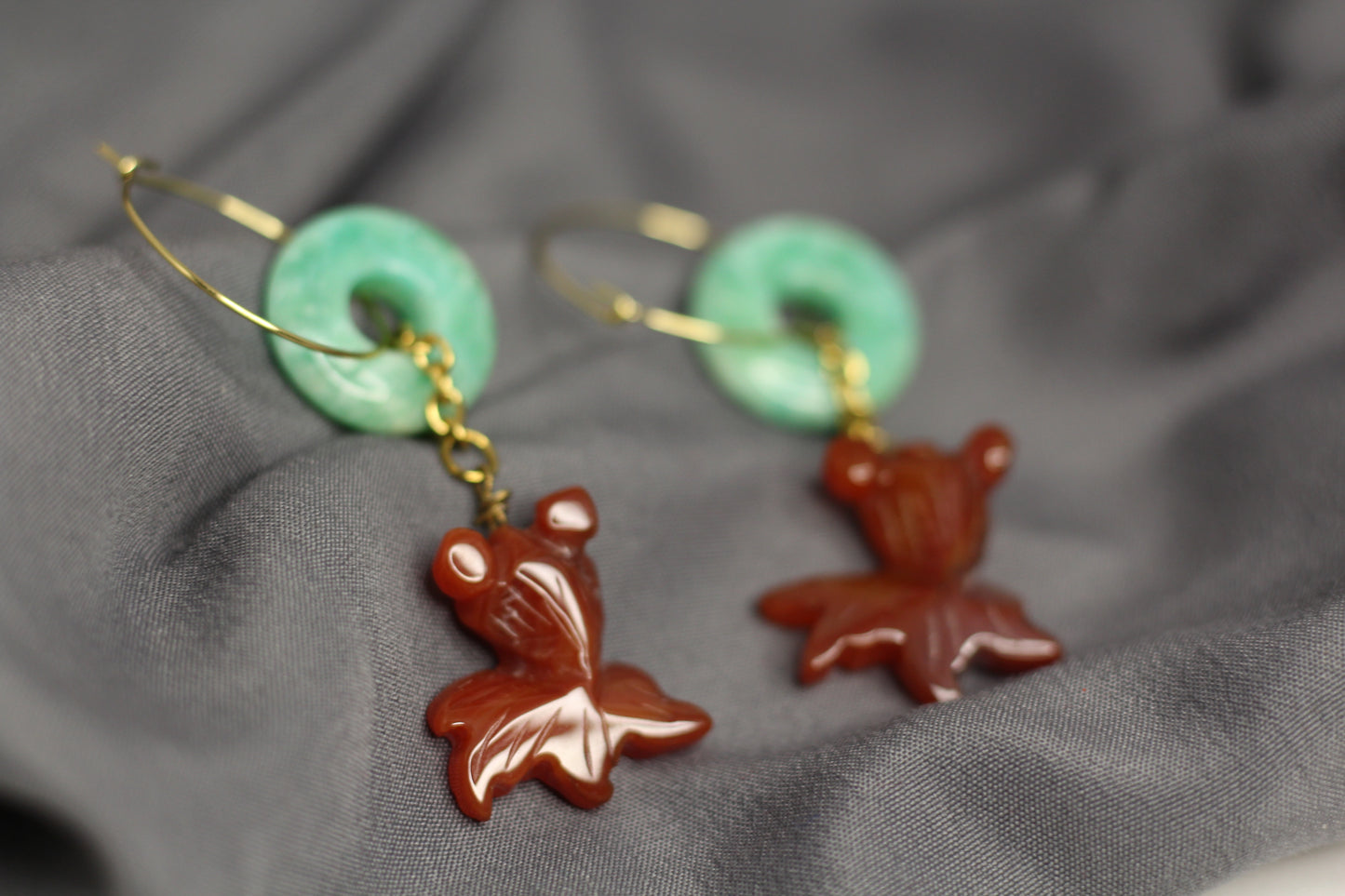 Koi Fish: Amazonite & Carnelian Earrings