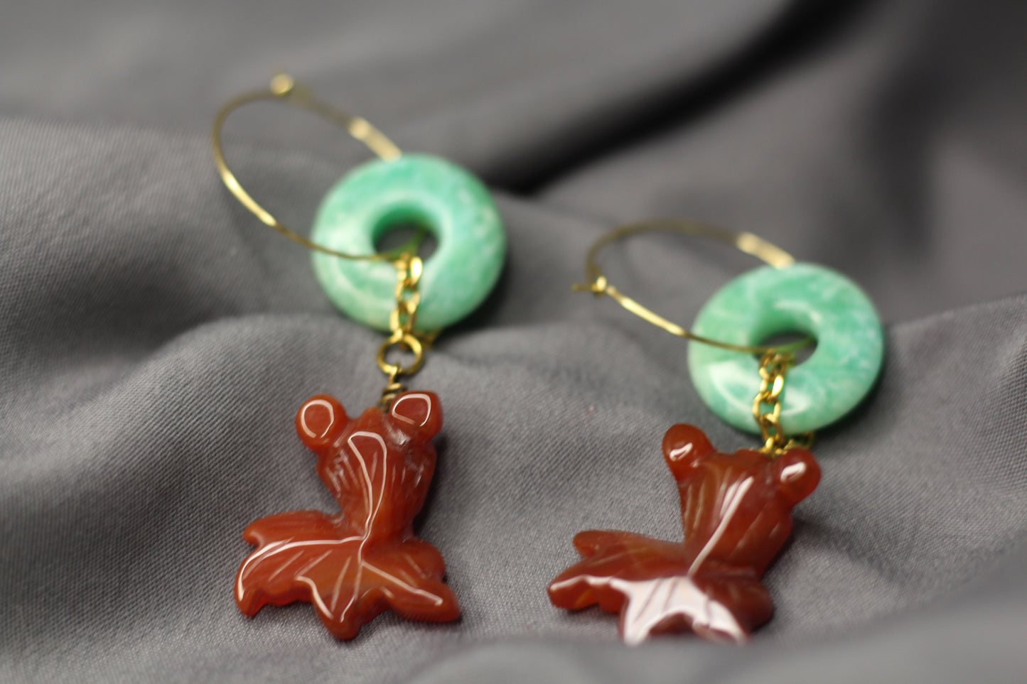 Koi Fish: Amazonite & Carnelian Earrings