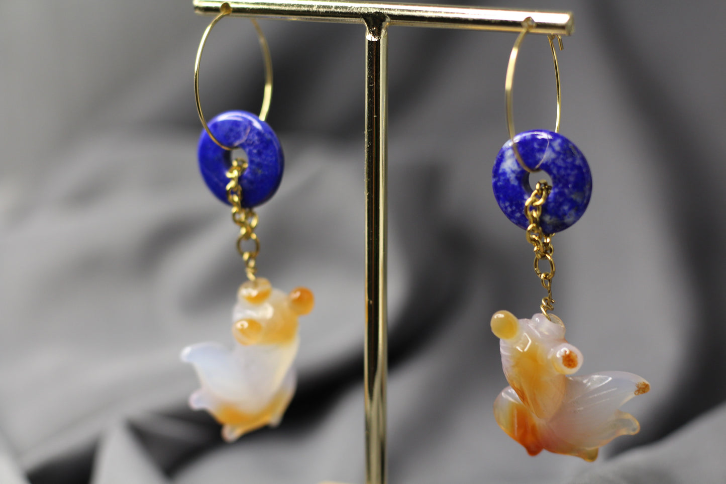 Koi Fish: Lapis & Carnelian Earrings