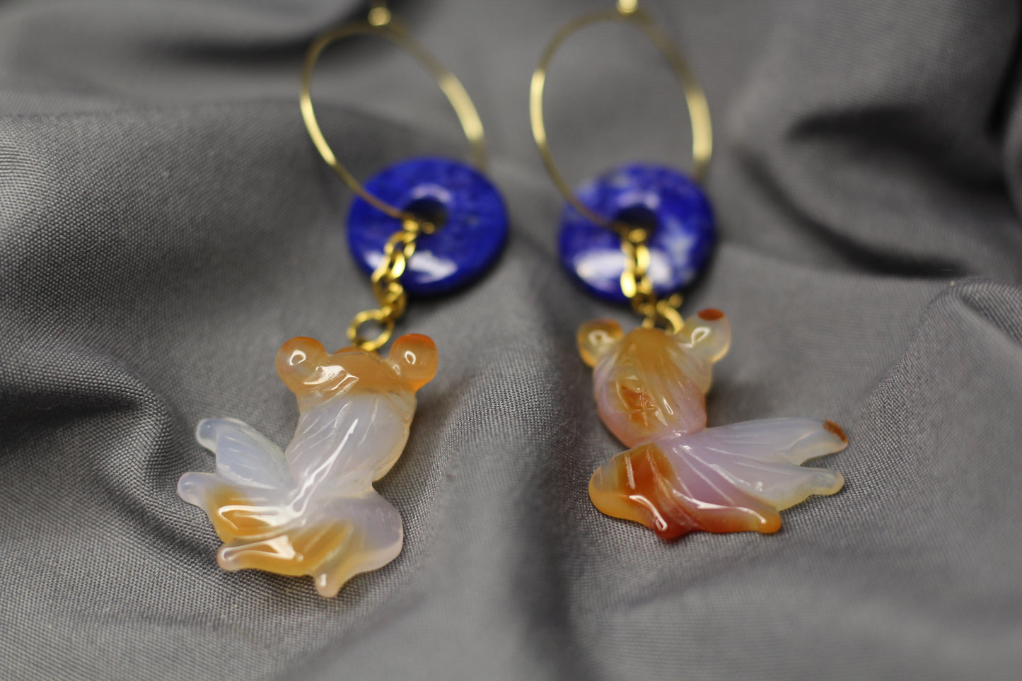 Koi Fish: Lapis & Carnelian Earrings