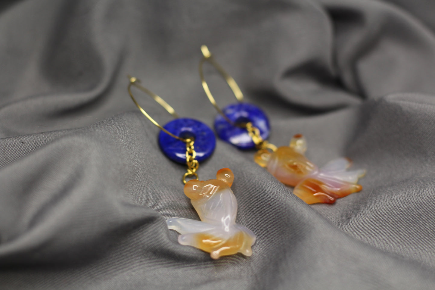 Koi Fish: Lapis & Carnelian Earrings