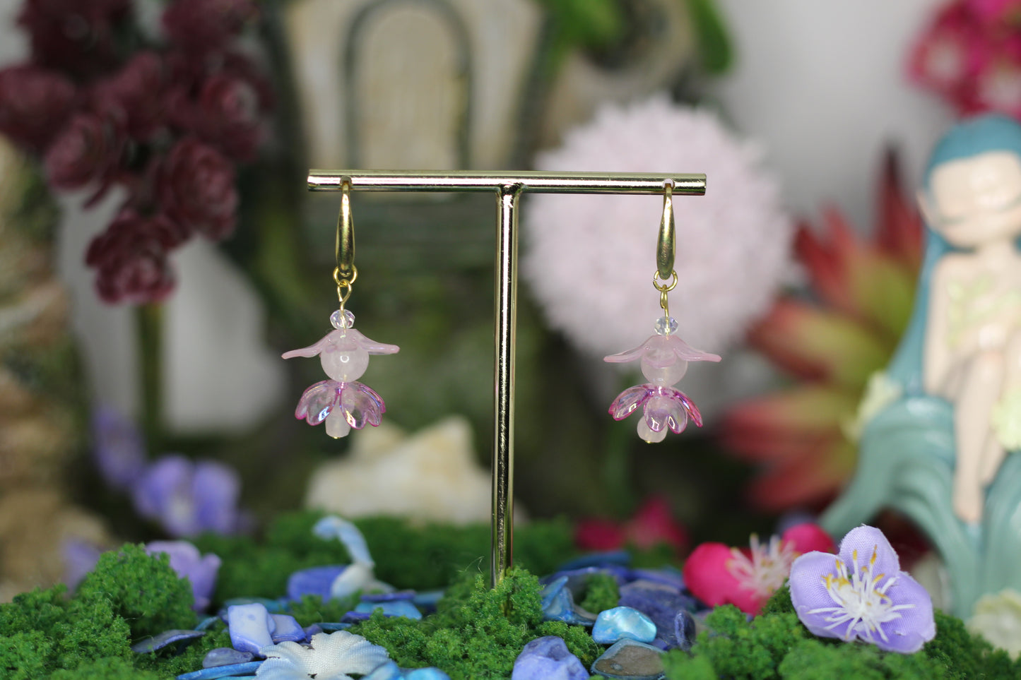 Pixie Line: Rose Quartz Fairy Earrings