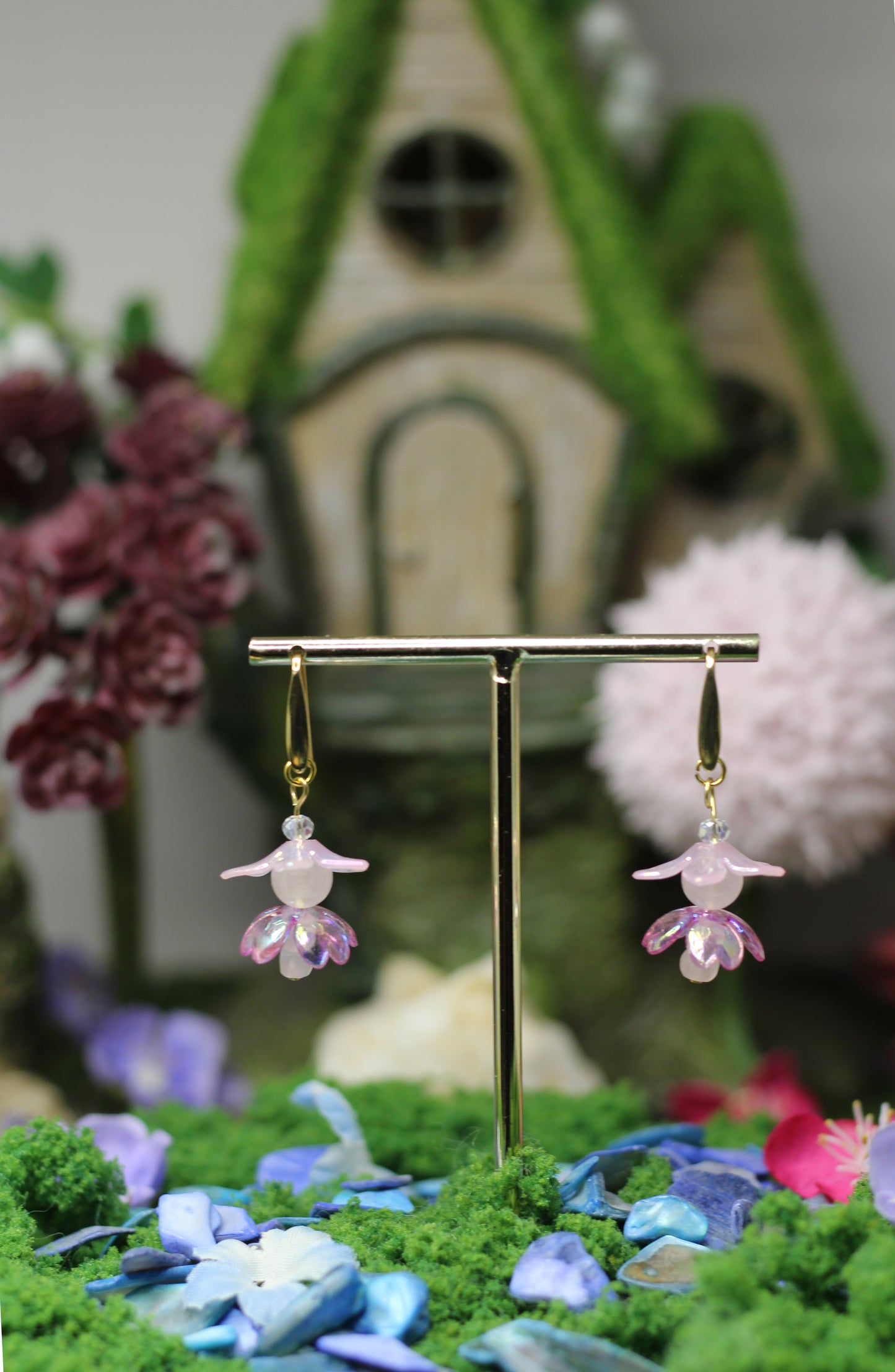 Pixie Line: Rose Quartz Fairy Earrings